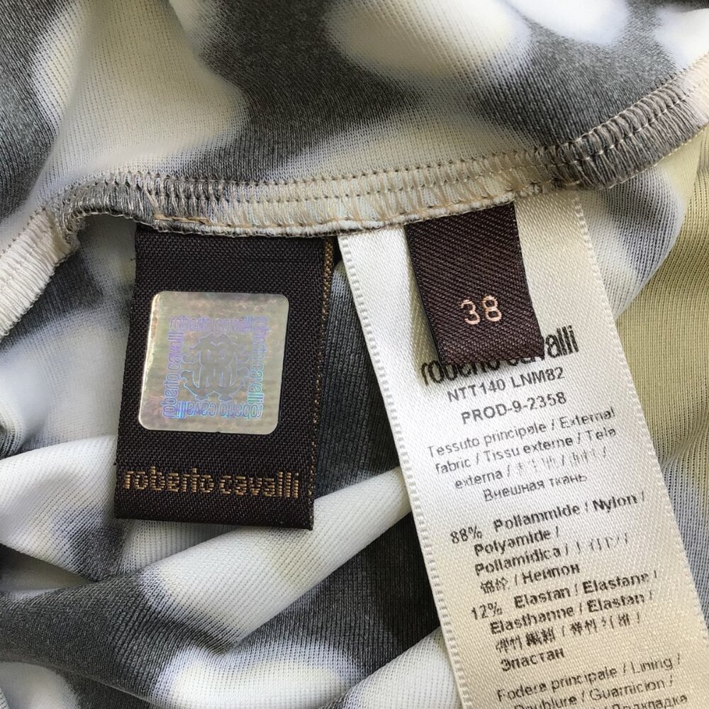 ROBERTO CAVALLI OLIVE GREEN / BLACK MULTI ANIMAL PRINT NYLON DRESS - Picture 5 of 5